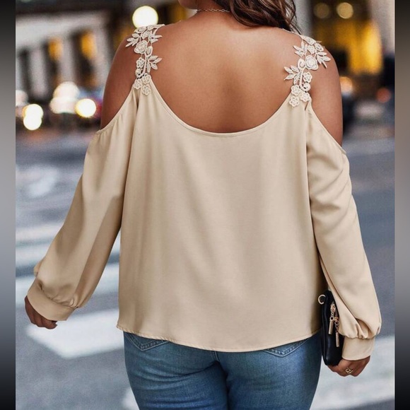 Boho floral applique cold shoulder blouse - Picture 8 of 15